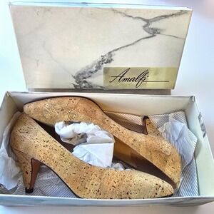 Amalfi by Rangoni Monica Cork Leather Pumps‎ Size 8.5 B Made in Italy NIB